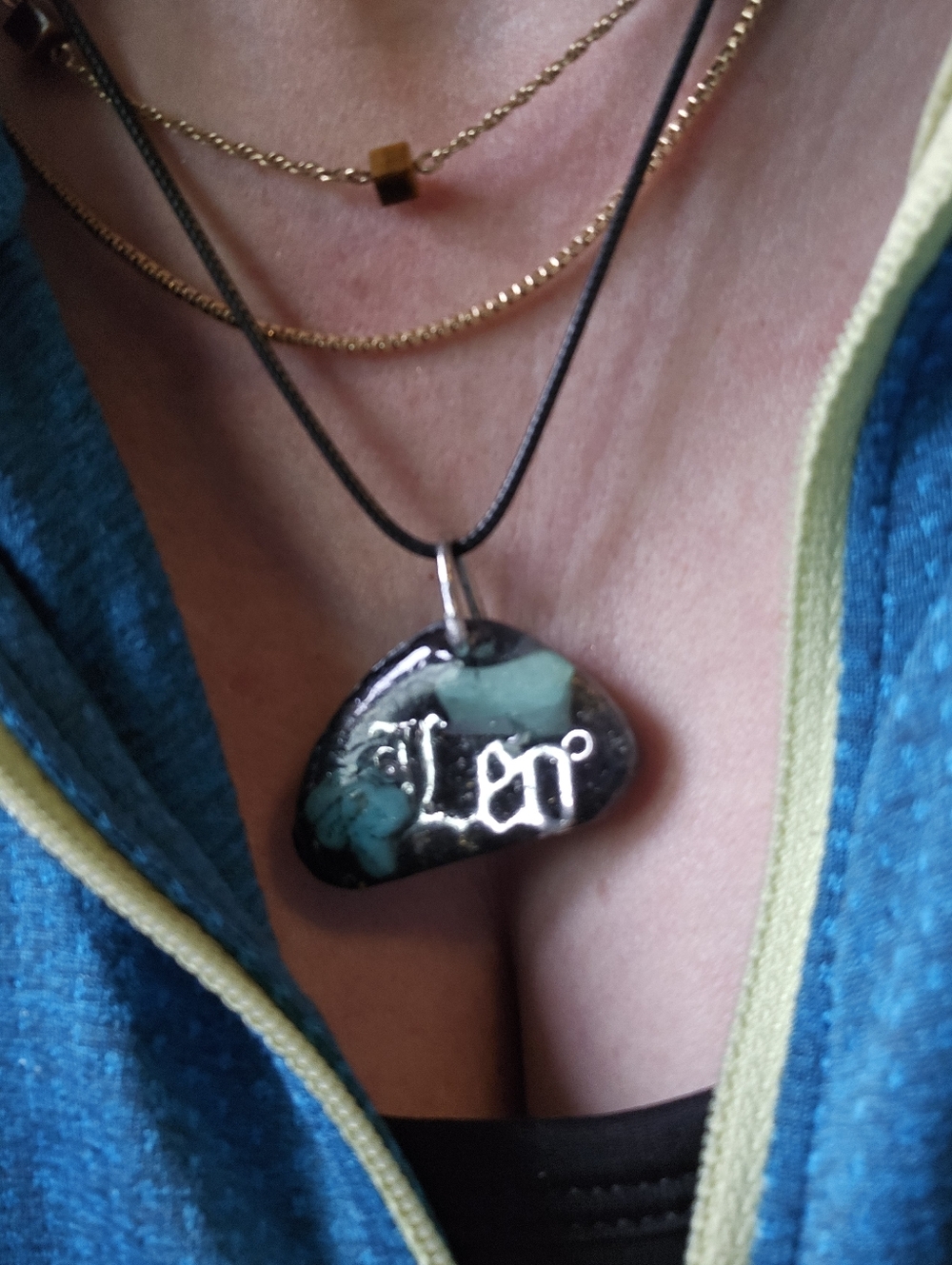 Leo Zodiac Black and Turquoise Pendant Necklace